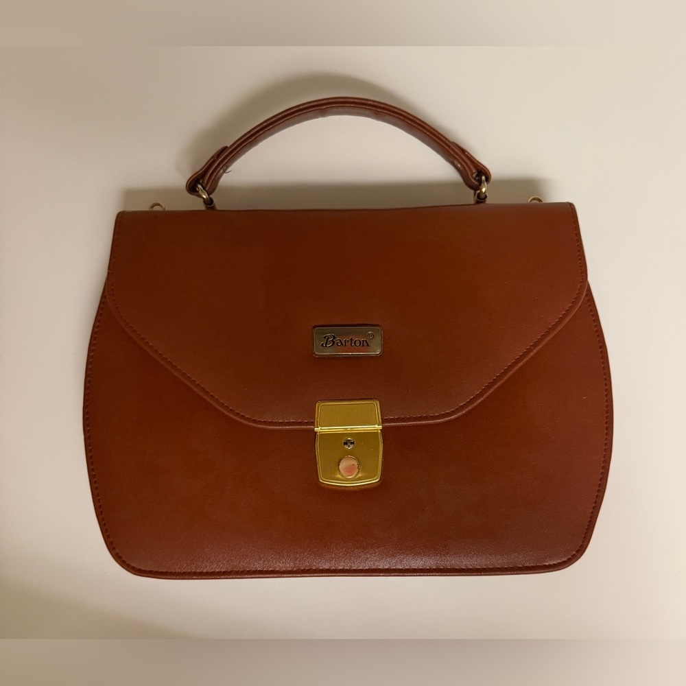 Barton Women’s Vintage Tan Classic Retro Portfolio Briefcase Satchel HandBag